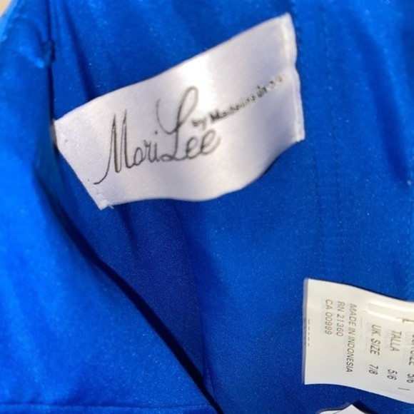 NWT Mori Lee Strapless Blue Sweetheart Chiffon Long Maxi Gown Size 6 - Picture 6 of 16